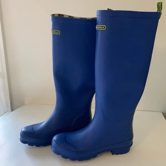 Henri Bendel Blue Rubber Rain Boots Wellies, 8 - Picture 4 of 14